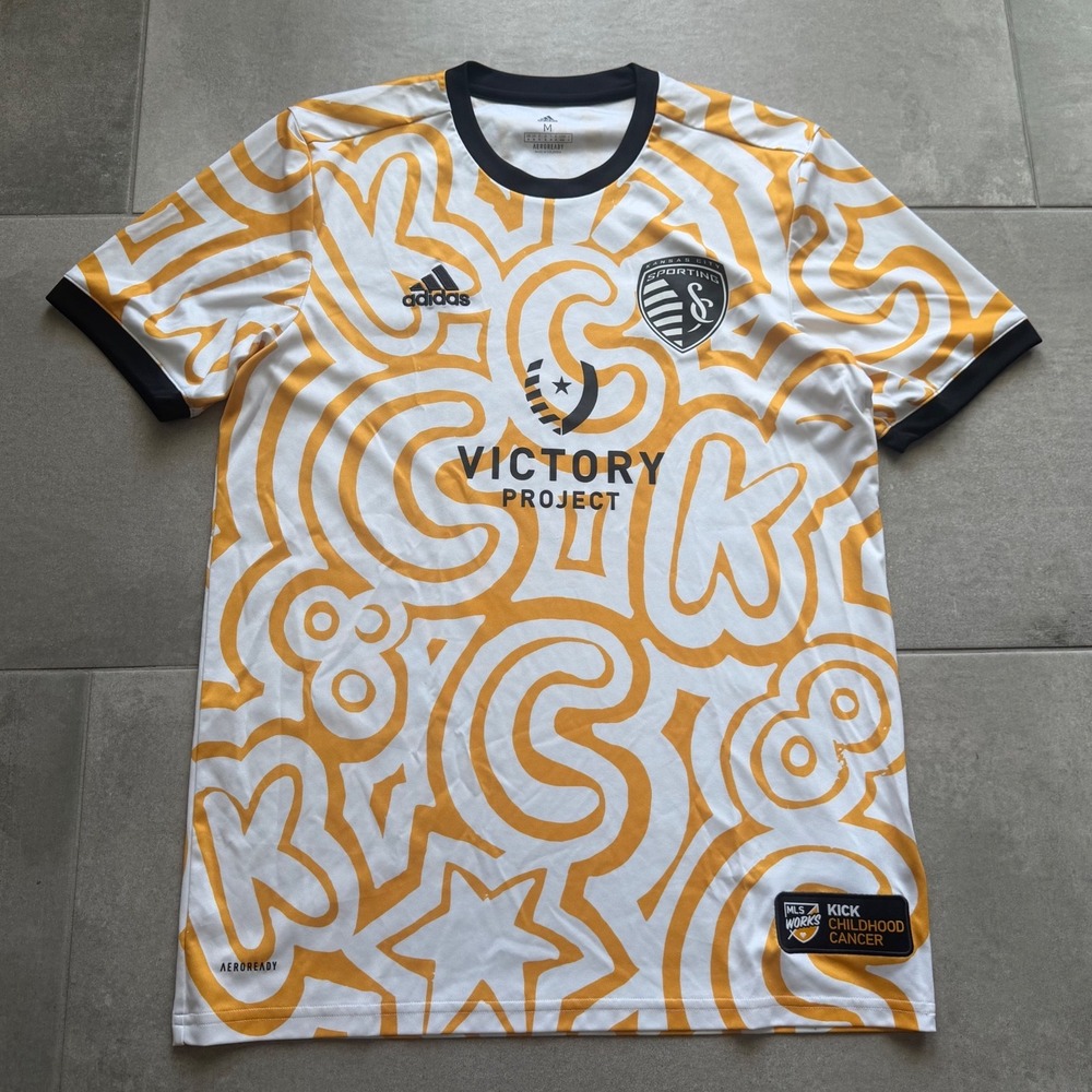Adidas Sporting Kansas City MLS Kick Childhood Cancer Jersey Mens Medium 2020